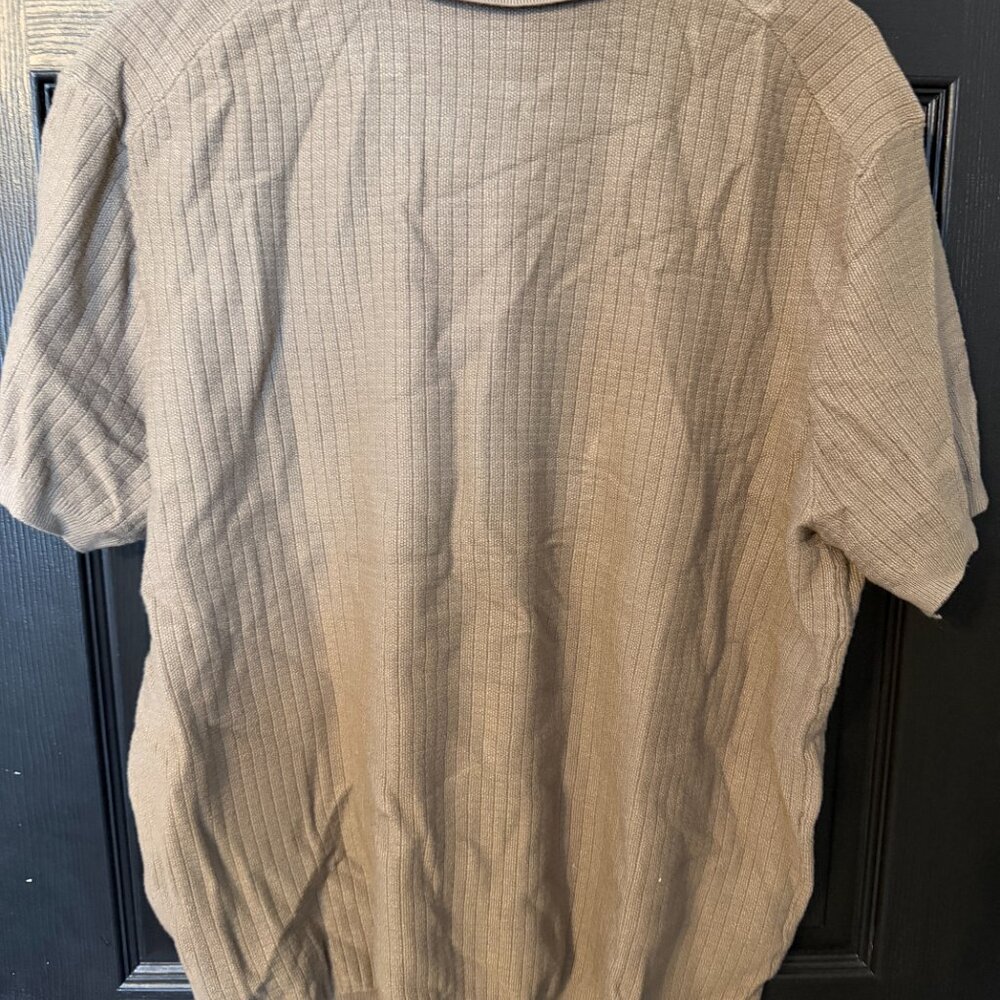 Mens H&M Casual Knit Short Sleeve Sweater Shirt Beige Tan Extra Large - Picture 4 of 4